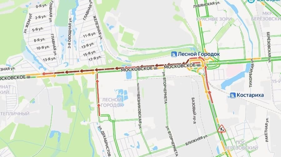Огромная пробка сковала Московское шоссе в Нижнем Новгороде из-за ДТП