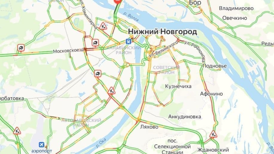Пробки в Нижнем Новгороде достигли 9 баллов