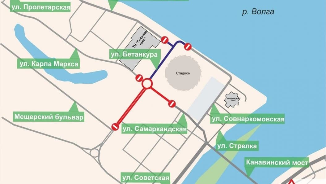 Дороги у стадиона «Нижний Новгород» перекроют 14-15 июня