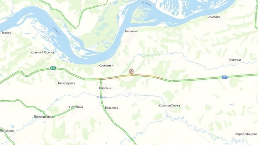 Пробка образовалась на М-7 в Нижегородской области из-за ДТП с фурой