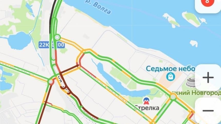 Огромная пробка образовалась у Борского моста в Нижнем Новгороде