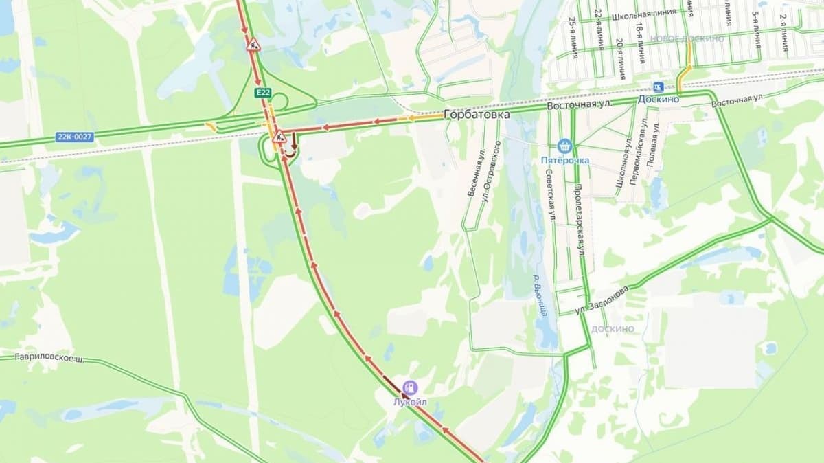 Гигантская пробка образовалась на М-7 под Нижним Новгородом