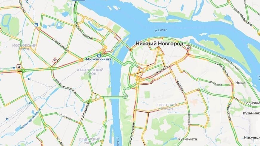 Серьезные пробки сковали Нижний Новгород вечером 16 декабря