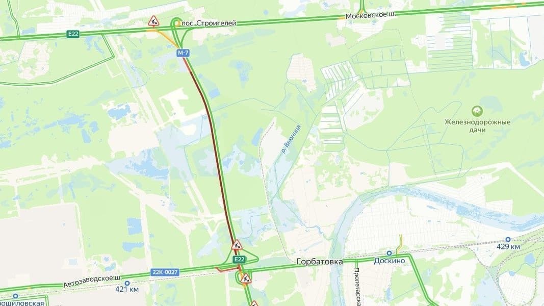 Огромная пробка образовалась на М-7 под Нижним Новгородом