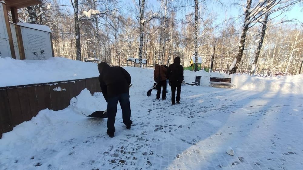 Нижегородские студенты и школьники расчистили парк и детсады от снега