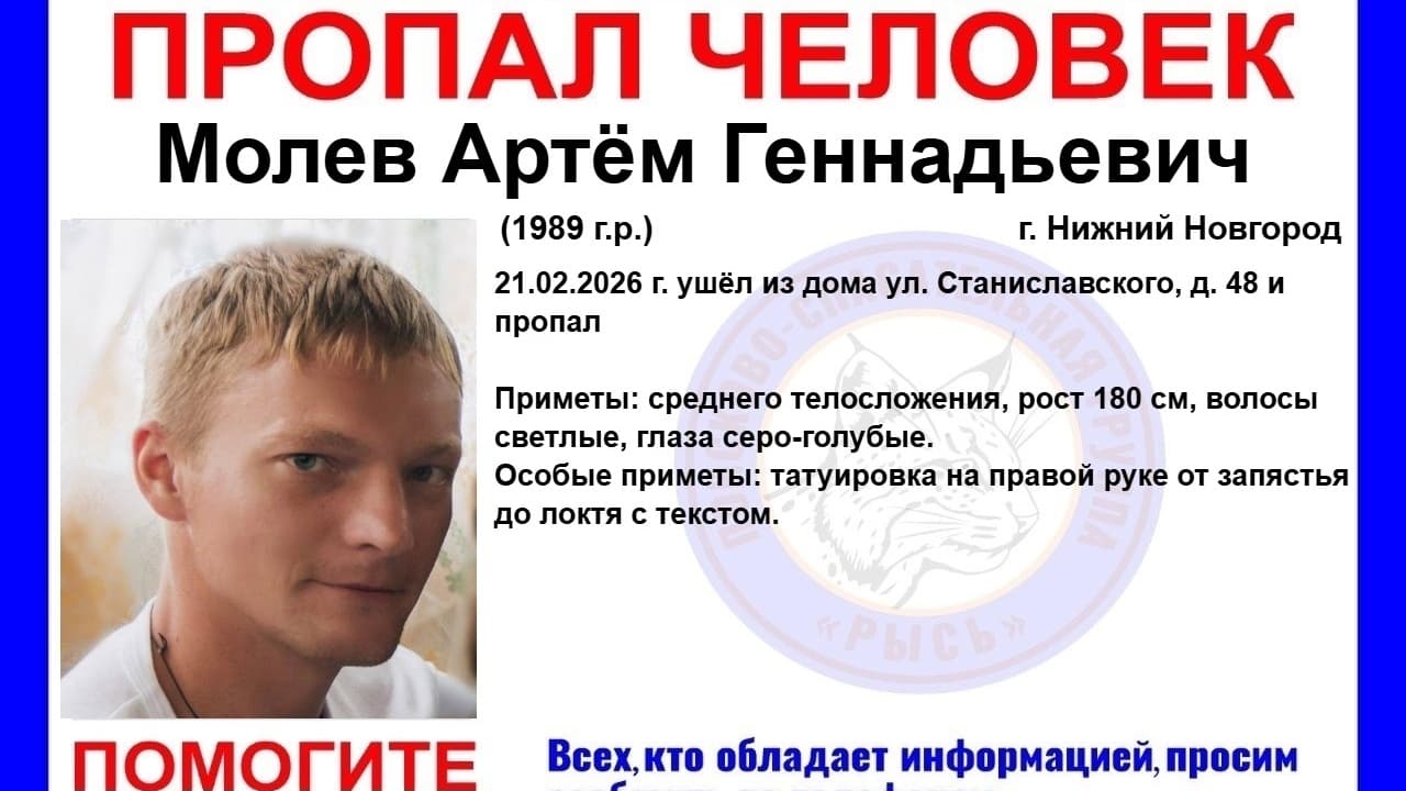В Нижнем Новгороде с конца февраля ищут 36-летнего мужчину с татуировкой на руке