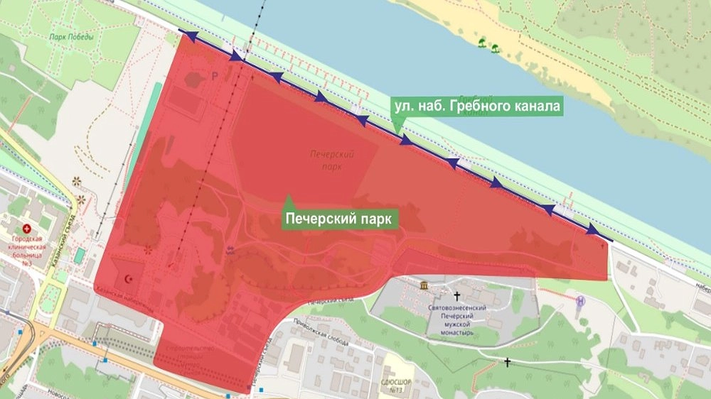 В Нижнем Новгороде на набережной Гребного канала временно перекроют полосу движения