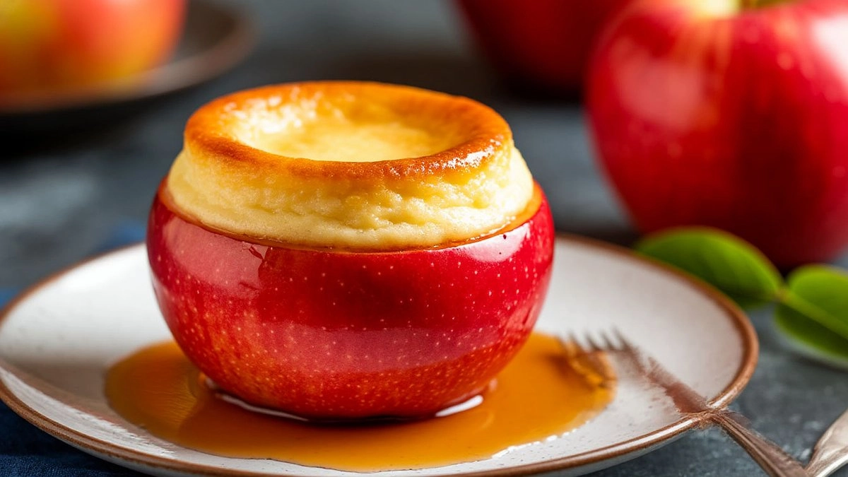 Нежный чизкейк в запечённом яблоке — легкий и полезный десерт, который тает во рту