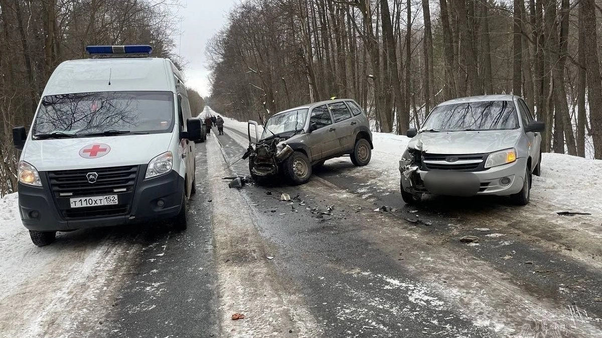 Появились фото с массового ДТП с пятью пострадавшими в Нижегородской области
