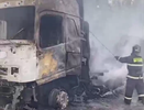 Опубликовано видео горящей фуры с мясом в Нижегородской области