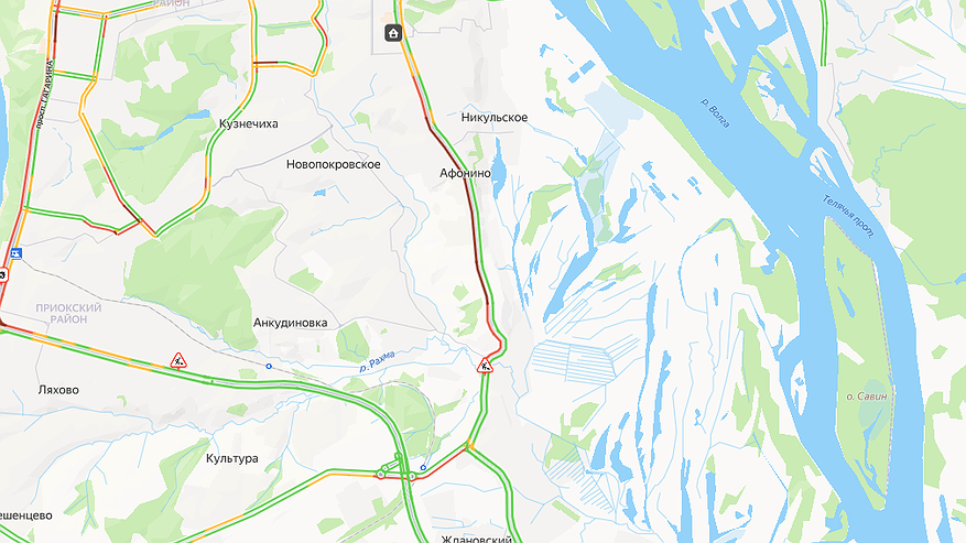 Главная картинка новости: Гигантская пробка образовалась на выезде из Нижнего Новгорода
