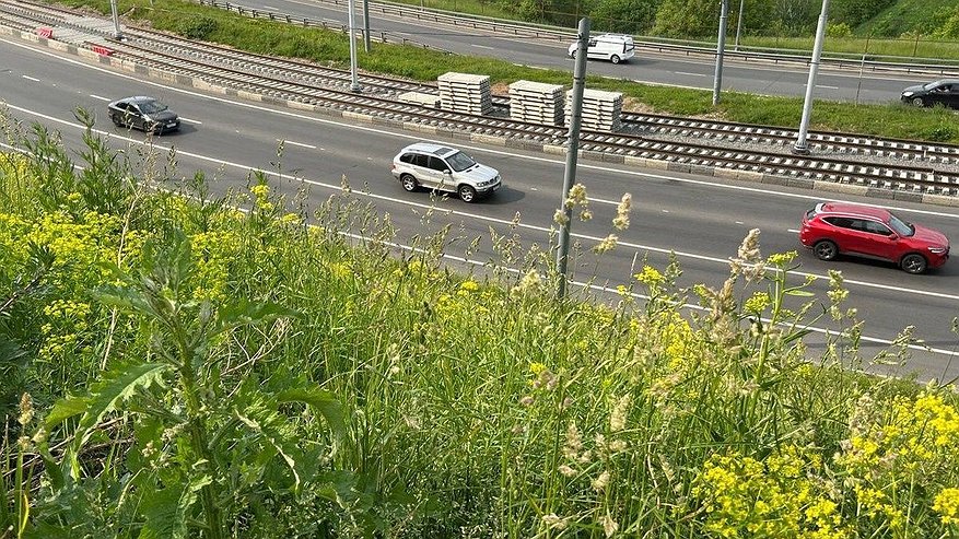 Главная картинка новости: Ремонт трамвайных путей на Окском съезде завершен на 68%