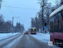 Трамваи №5 встали на улице Пушкина в Нижнем Новгороде