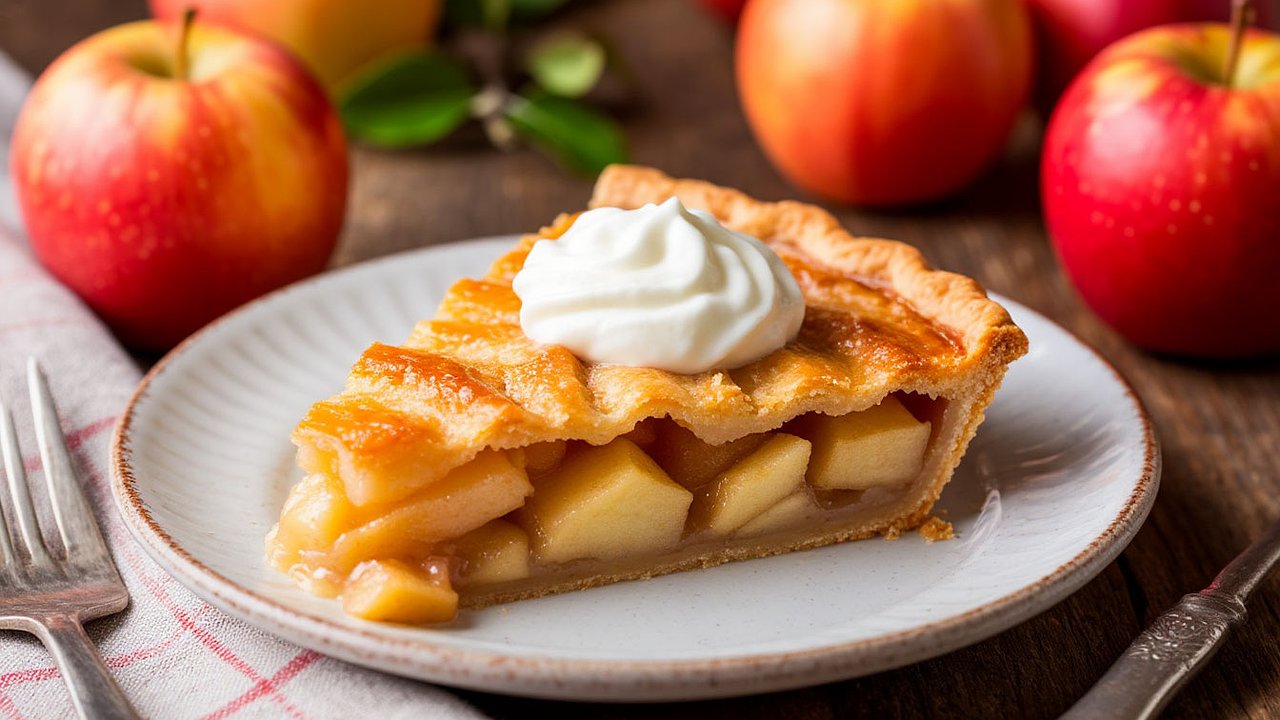 Главная картинка новости: Яблочный пирог с ванилью и сметаной: готовится на сковороде за полчаса и всегда получается
