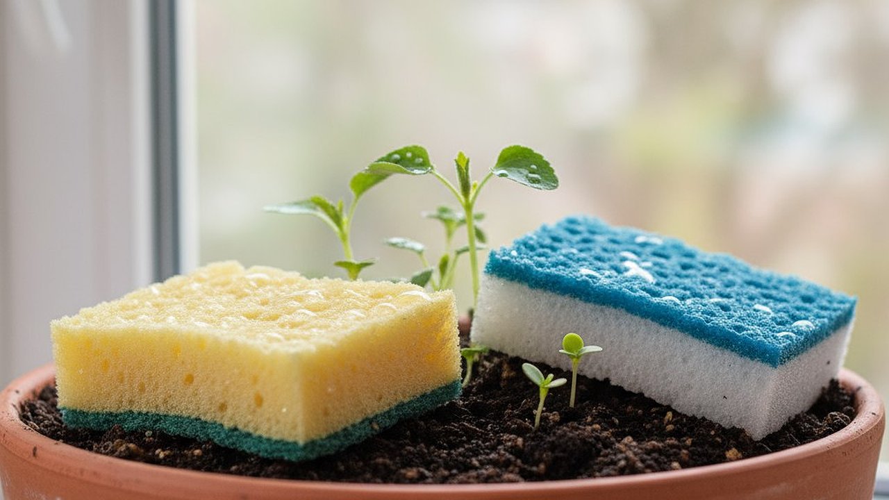 Главная картинка новости: Кладем 2 губки в горшок - и зеленые "домочадцы" цветут без остановки: даже поливать не нужно