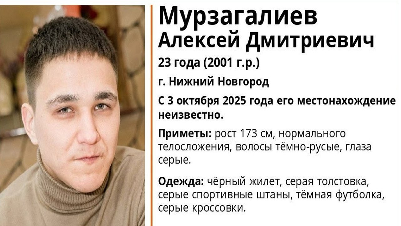 Главная картинка новости: В Нижнем Новгороде пропал 23-летний мужчина в чёрном жилете и серой толстовке
