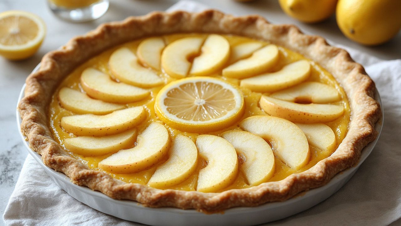 Главная картинка новости: Тертый лимонный пирог с яблоками: восхитительный десерт с хрустящей корочкой и ароматной начинкой