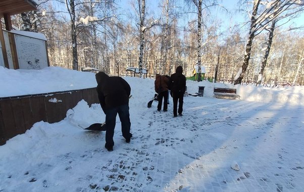 Нижегородские студенты и школьники расчистили парк и детсады от снега